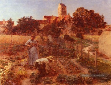  saint - Au Jardin Charteves Prés De MontSaintPays scènes rurales paysan Léon Augustin Lhermitte